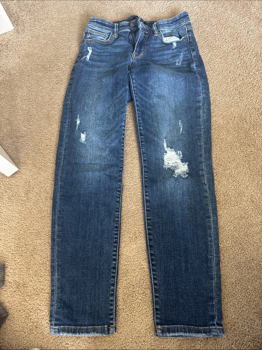 Judy Blue Distressed Dark Blue Straight Leg Jeans